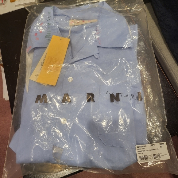 MARNI Boxy Poplin Bowling Shirt with Embroidered Logo - Picture 8 of 8